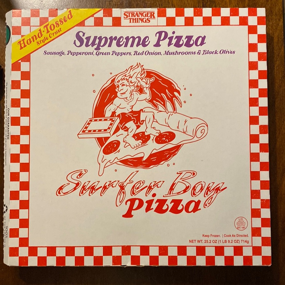 Stranger Things surfer boy pizza box